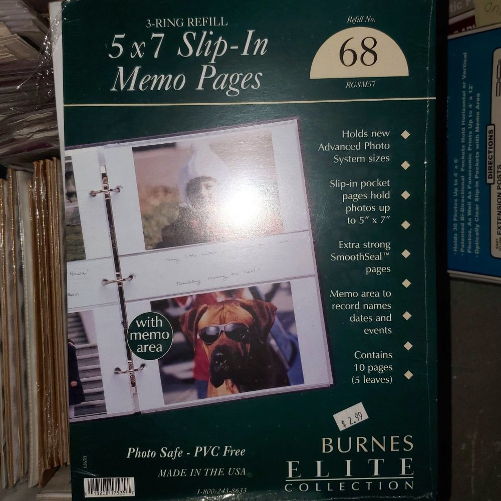 Burnes Elite Collection - 3 Ring 5x7 Memo Pocket Photo Album 10 Refill Pages #68